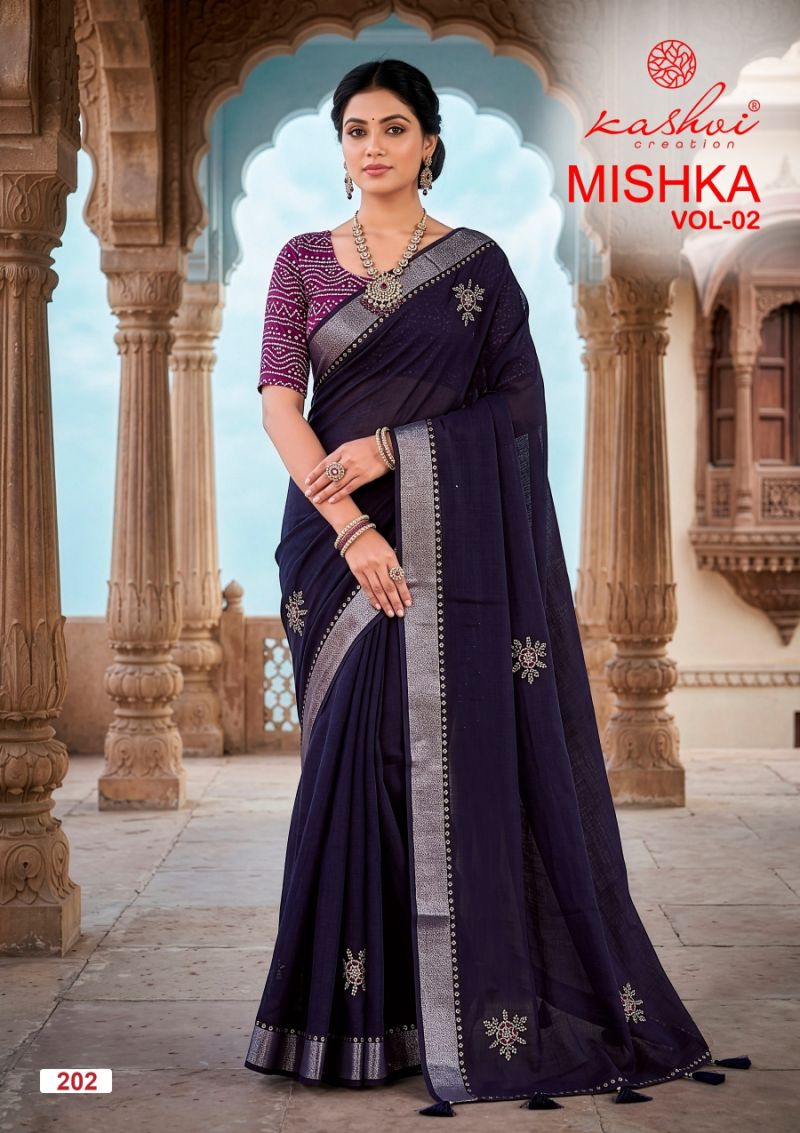 Kashvi Mishka Vol 2 Linen Silk With Diamond Work Saree Collection