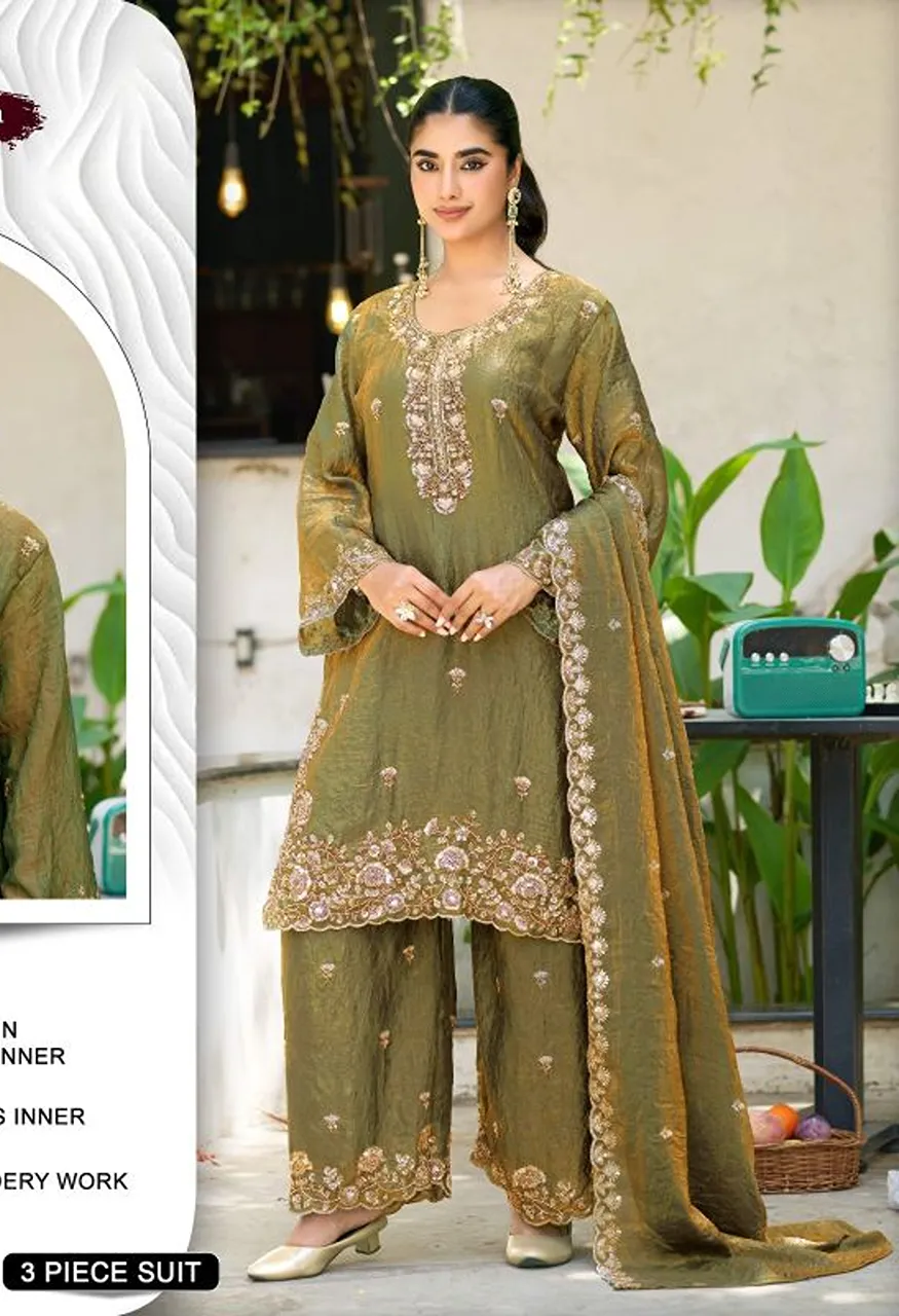 Khas 443 A To D Fandy Crush Satin Beads Work Salwar Kameez Catalog — Wholesale Salwar Suits, Khash Fashion wholesale from Surat — view 2