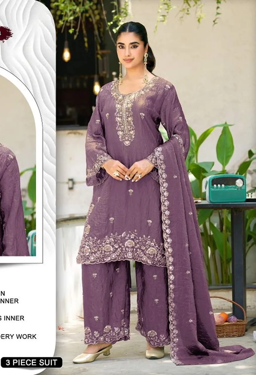 Khas 443 A To D Fandy Crush Satin Beads Work Salwar Kameez Catalog