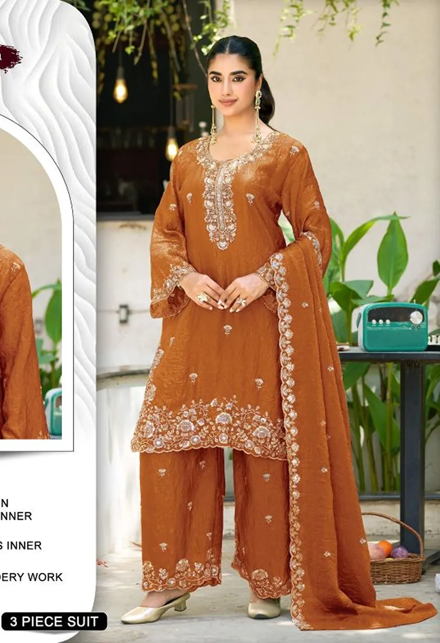 Khas 443 A To D Fandy Crush Satin Beads Work Salwar Kameez Catalog — Wholesale Salwar Suits, Khash Fashion wholesale from Surat — view 3