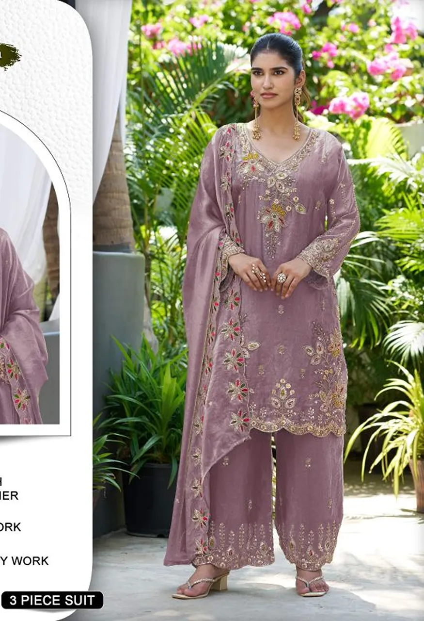 Khas 447 A To D Fandy Satin Beads Work Salwar Kameez Collection — Wholesale Salwar Suits, Khash Fashion wholesale from Surat — view 2
