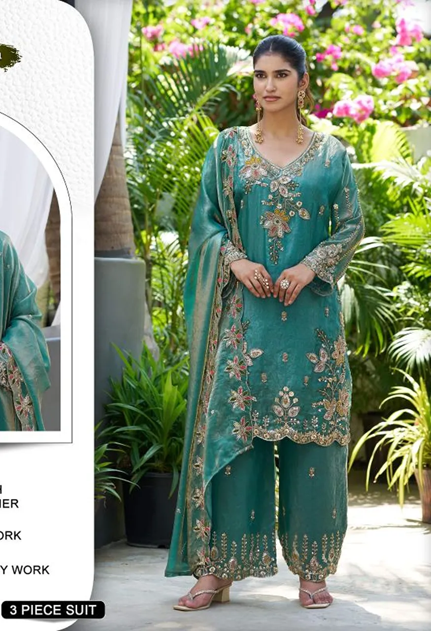 Khas 447 A To D Fandy Satin Beads Work Salwar Kameez Collection