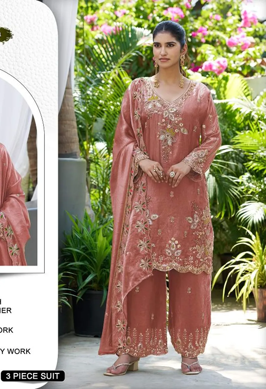 Khas 447 A To D Fandy Satin Beads Work Salwar Kameez Collection — Wholesale Salwar Suits, Khash Fashion wholesale from Surat — view 4