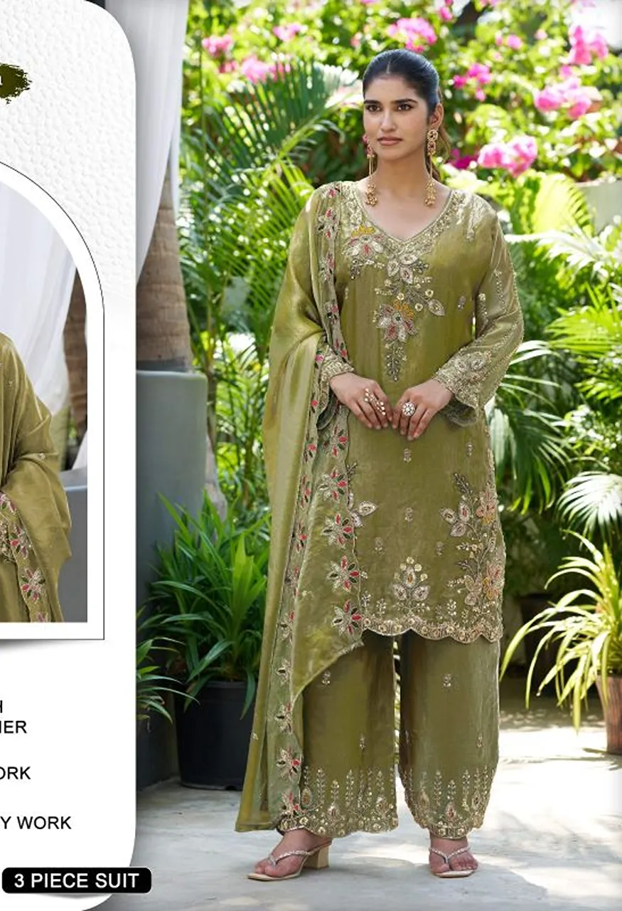 Khas 447 A To D Fandy Satin Beads Work Salwar Kameez Collection — Wholesale Salwar Suits, Khash Fashion wholesale from Surat — view 3