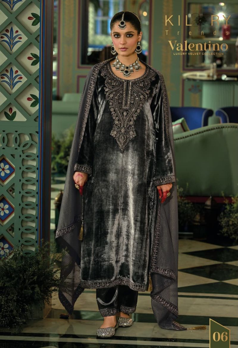 Kilory Valentino Velvet Embroidery And Hand Work Designer Salwar Kameez Catalog — Wholesale Salwar Suits, Kilory Trends wholesale from Surat — Photo 3
