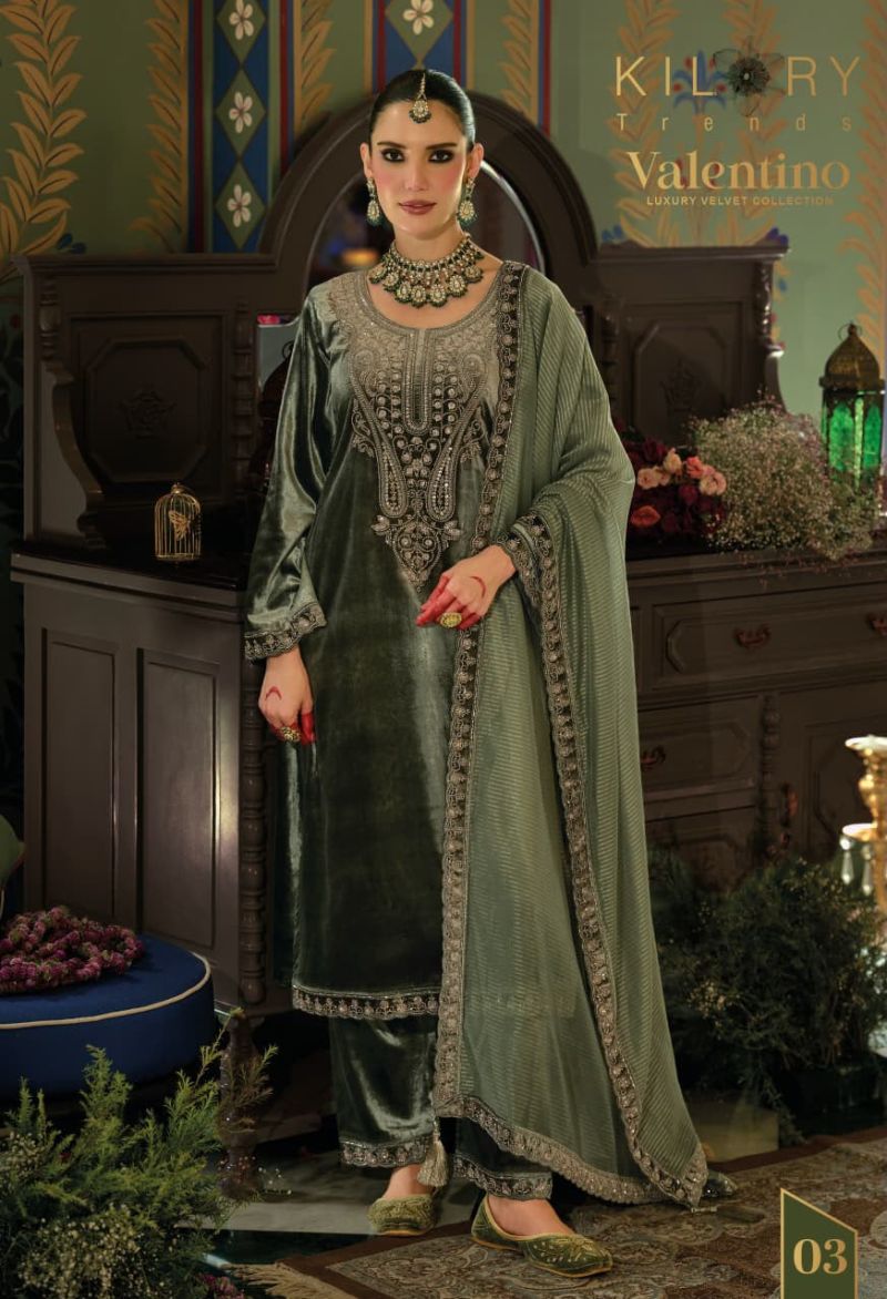 Kilory Valentino Velvet Embroidery And Hand Work Designer Salwar Kameez Catalog — Wholesale Salwar Suits, Kilory Trends wholesale from Surat — Photo 2