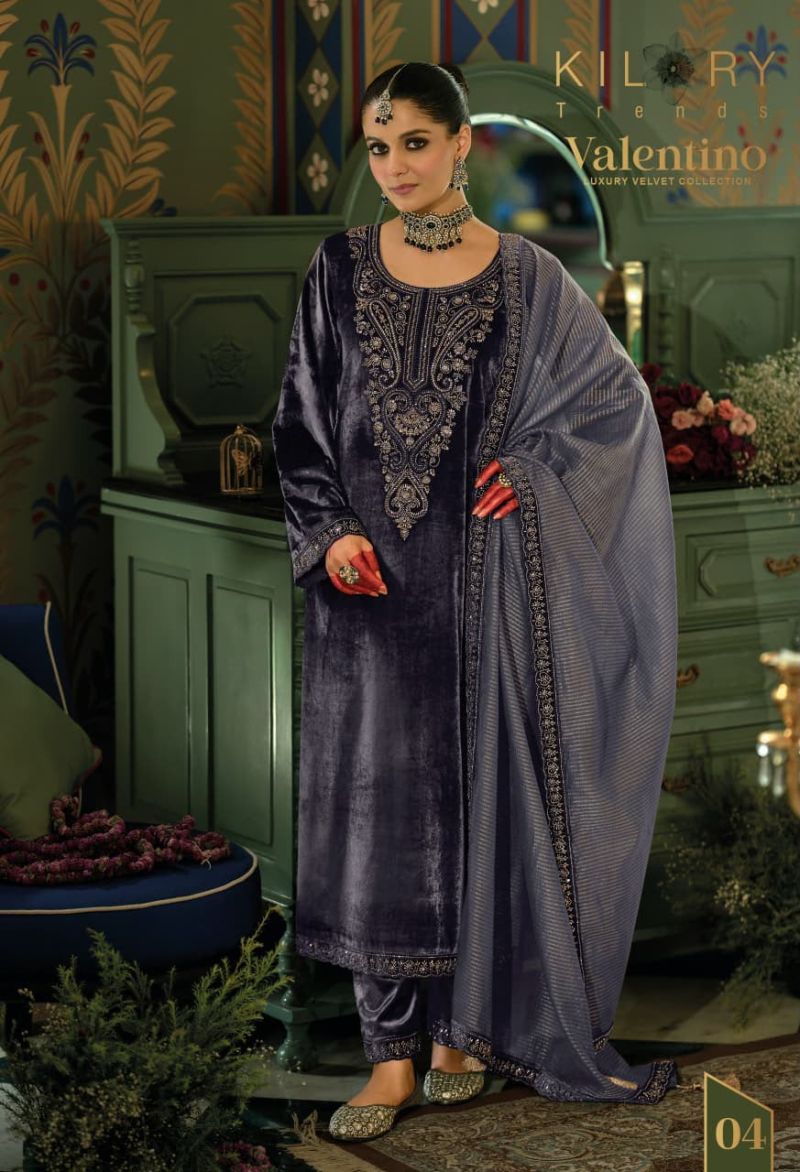 Kilory Valentino Velvet Embroidery And Hand Work Designer Salwar Kameez Catalog — Wholesale Salwar Suits, Kilory Trends wholesale from Surat — Photo 6