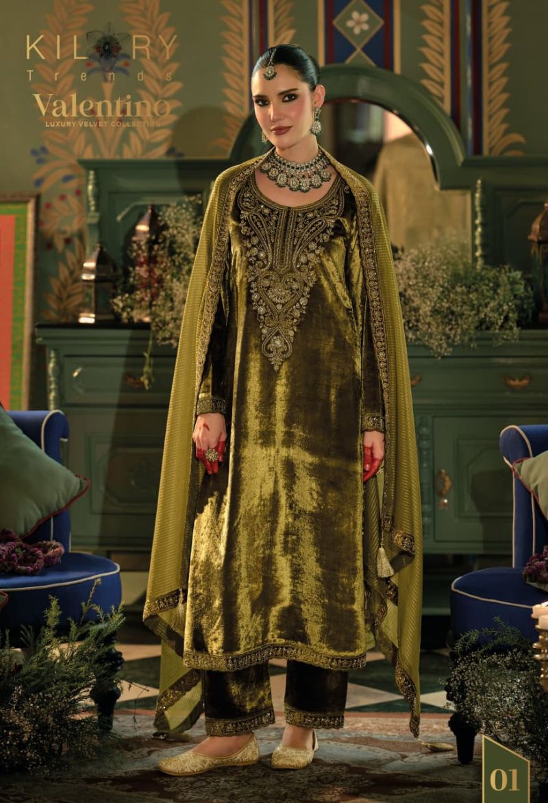 Kilory Valentino Velvet Embroidery And Hand Work Designer Salwar Kameez Catalog — Wholesale Salwar Suits, Kilory Trends wholesale from Surat — Photo 5