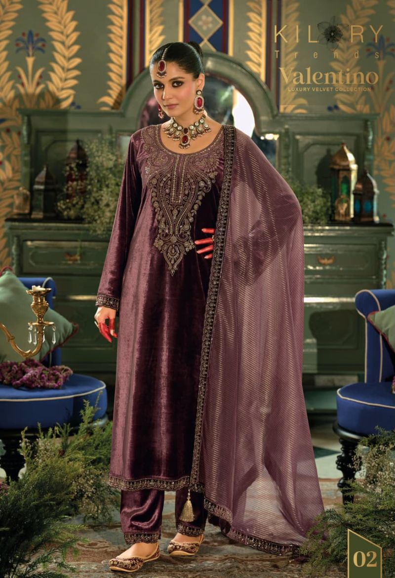 Kilory Valentino Velvet Embroidery And Hand Work Designer Salwar Kameez Catalog — Wholesale Salwar Suits, Kilory Trends wholesale from Surat — Photo 4