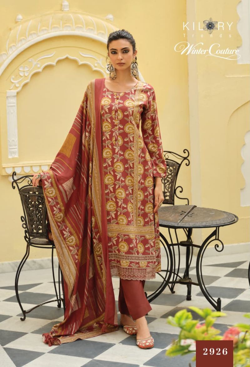 Kilory Winter Couture Viscose Pashmina Digital Print Embroidered Salwar Kameez — Wholesale Salwar Suits, Kilory Trends wholesale from Surat — Photo 2