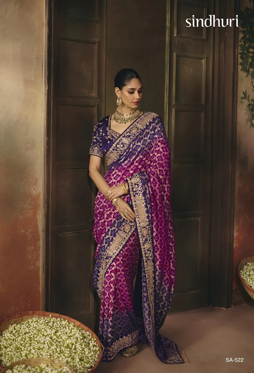 Kimora Suhag Pure Khaddi Bandhani Georgette Saree Collection — Wholesale Sarees, Kimora wholesale from Surat — Photo 2