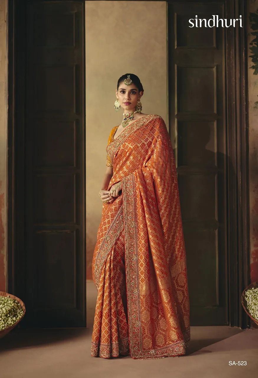 Kimora Suhag Pure Khaddi Bandhani Georgette Saree Collection — Wholesale Sarees, Kimora wholesale from Surat — Photo 12