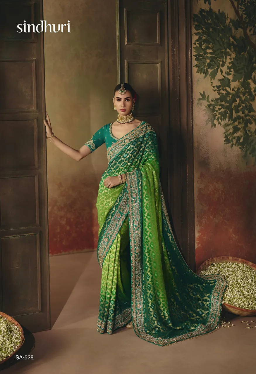 Kimora Suhag Pure Khaddi Bandhani Georgette Saree Collection — Wholesale Sarees, Kimora wholesale from Surat — Photo 8