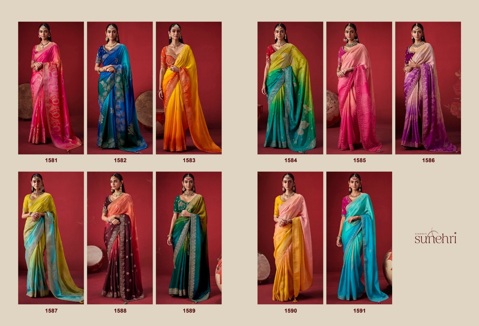 Kimora The Royal Edit Series 1581 1591 Rich Dola Crape soft silk Saree Collection — Wholesale Sarees, Kimora wholesale from Surat — Photo 12