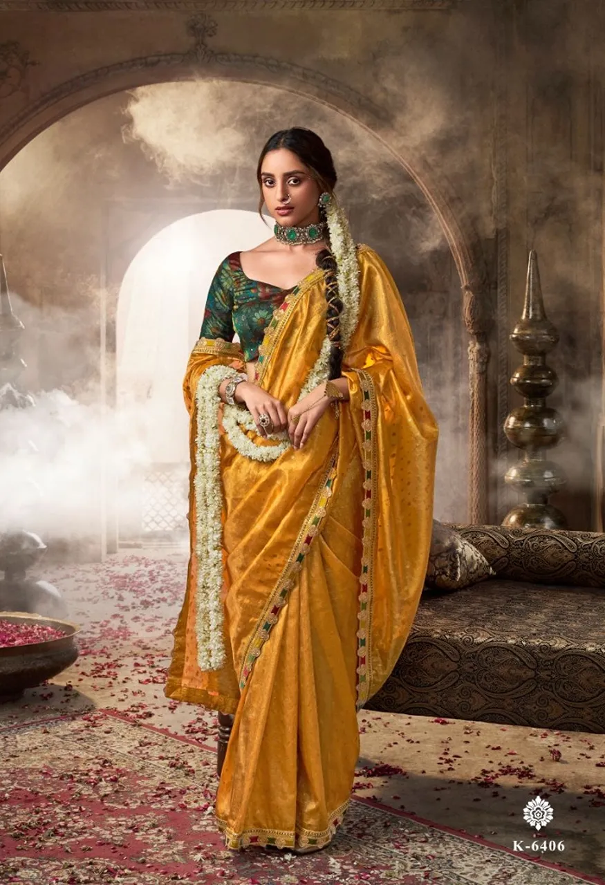 Kira Kavyasachi 6401 to 6406 Zari Tissue Saree Collection — Festival Sarees, kira wholesale from Surat — Photo 2
