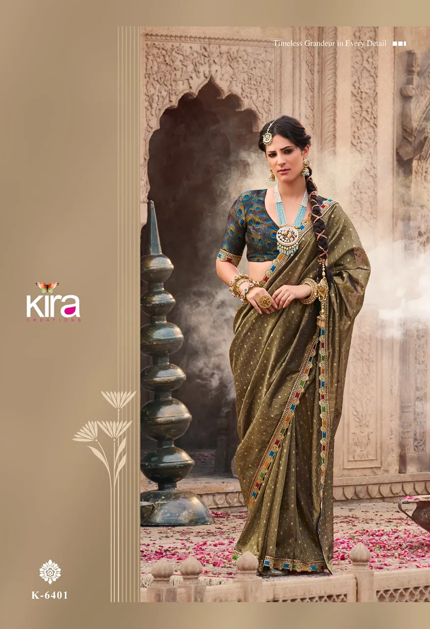 Kira Kavyasachi 6401 to 6406 Zari Tissue Saree Collection — Festival Sarees, kira wholesale from Surat — Photo 6