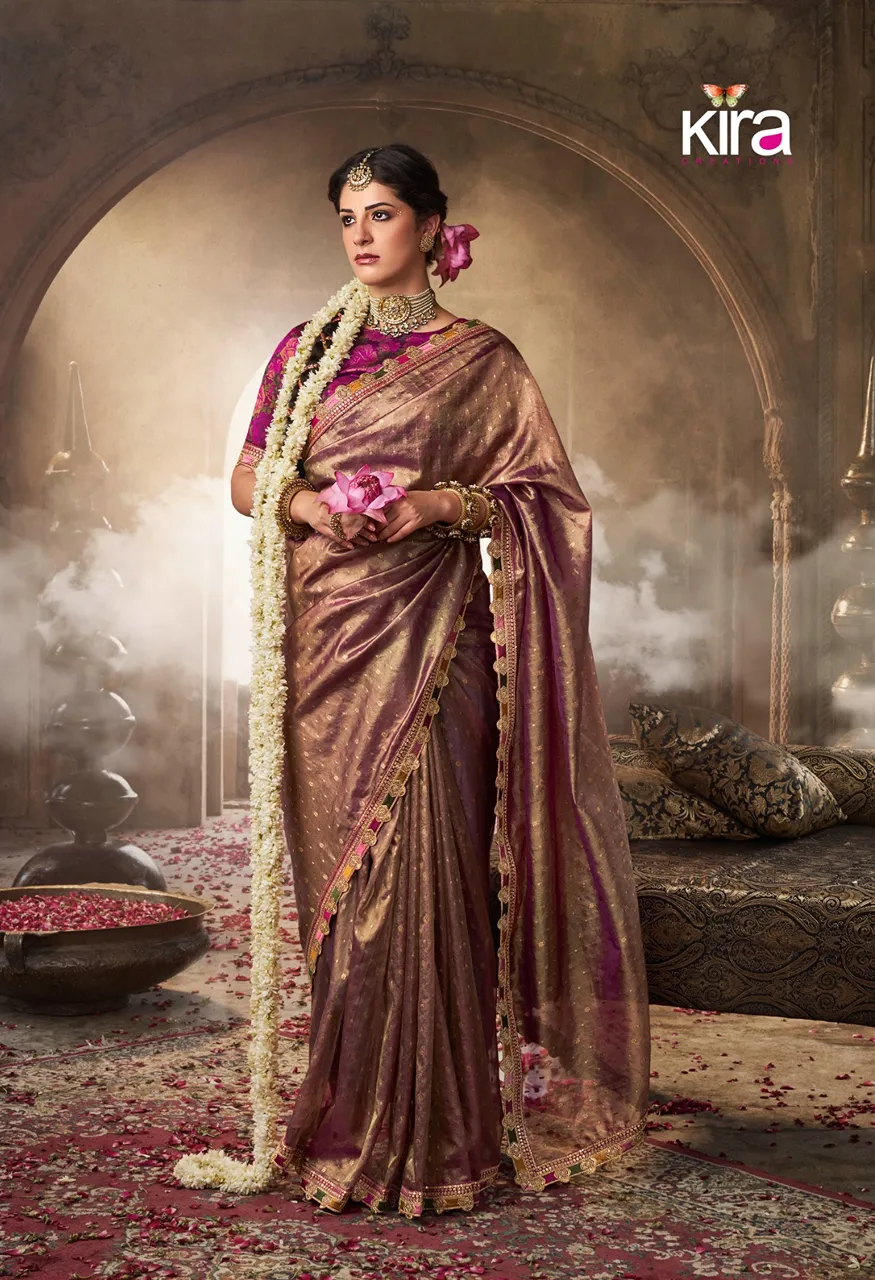 Kira Kavyasachi 6401 to 6406 Zari Tissue Saree Collection — Festival Sarees, kira wholesale from Surat — Photo 3