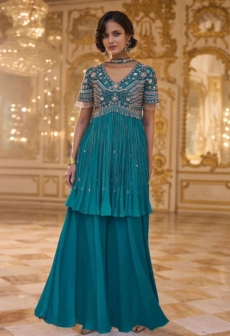 Label Kimora Vol 4 Designer Peplum Set with Sequin, Beads &amp; Embroidery Work — Indo Western, Kimora wholesale from Surat — view 7