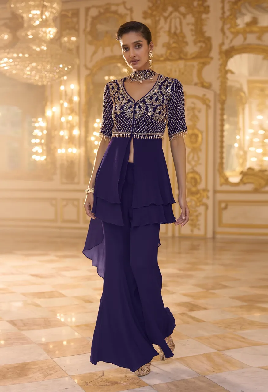 Label Kimora Vol 4 Designer Peplum Set with Sequin, Beads &amp; Embroidery Work — Indo Western, Kimora wholesale from Surat — view 5