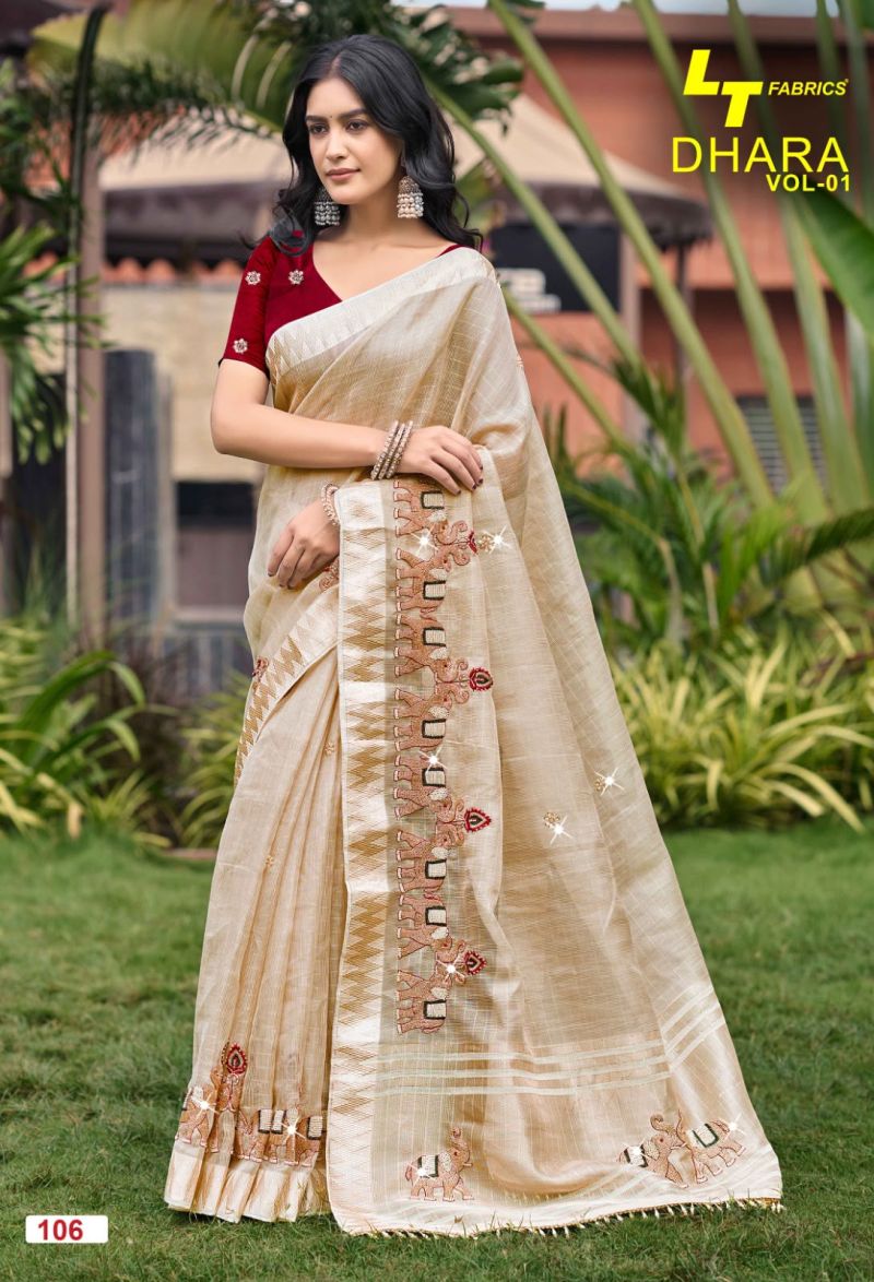 Lt Dhara Vol 1 Wholesale Kora Silk Beads Work Saree Catalog — Silk Sarees, Vardan Ethnic wholesale from Surat — view 2