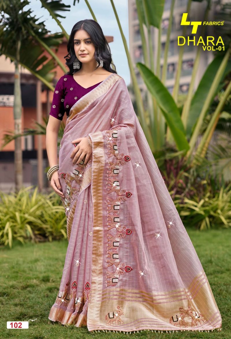 Lt Dhara Vol 1 Wholesale Kora Silk Beads Work Saree Catalog