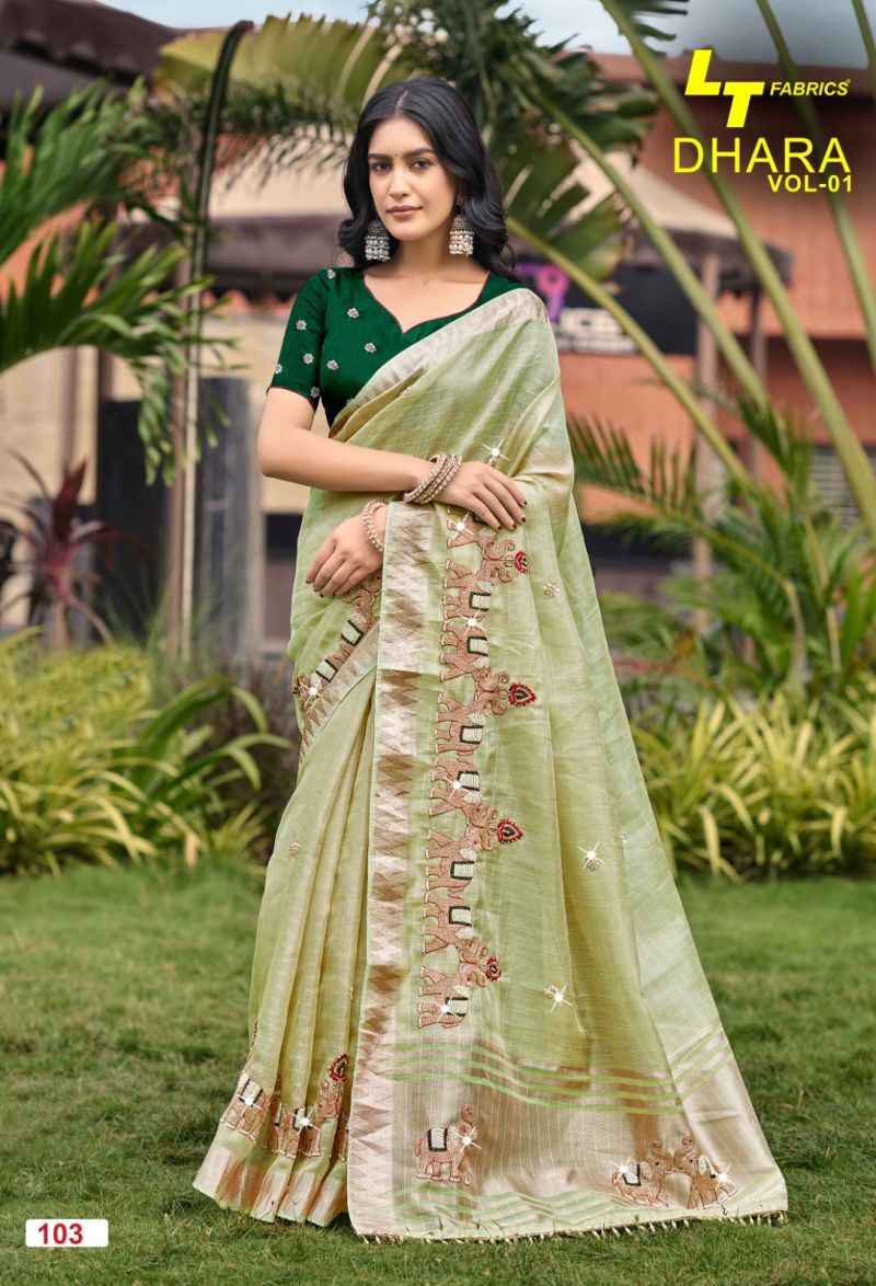 Lt Dhara Vol 1 Wholesale Kora Silk Beads Work Saree Catalog — Silk Sarees, Vardan Ethnic wholesale from Surat — view 6