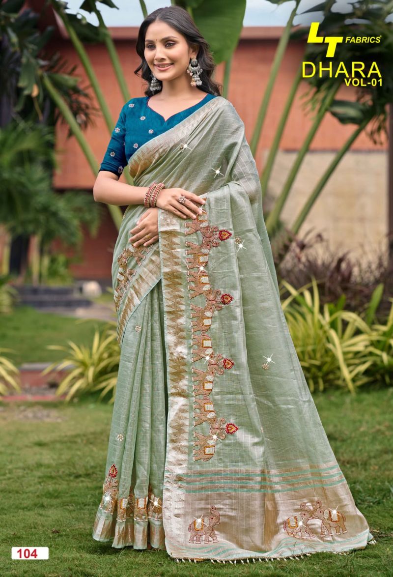 Lt Dhara Vol 1 Wholesale Kora Silk Beads Work Saree Catalog — Silk Sarees, Vardan Ethnic wholesale from Surat — view 5