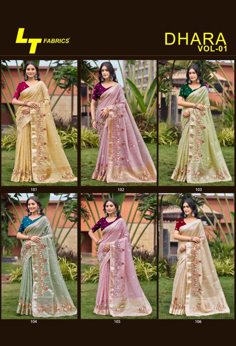 Lt Dhara Vol 1 Wholesale Kora Silk Beads Work Saree Catalog — Silk Sarees, Vardan Ethnic wholesale from Surat — view 7