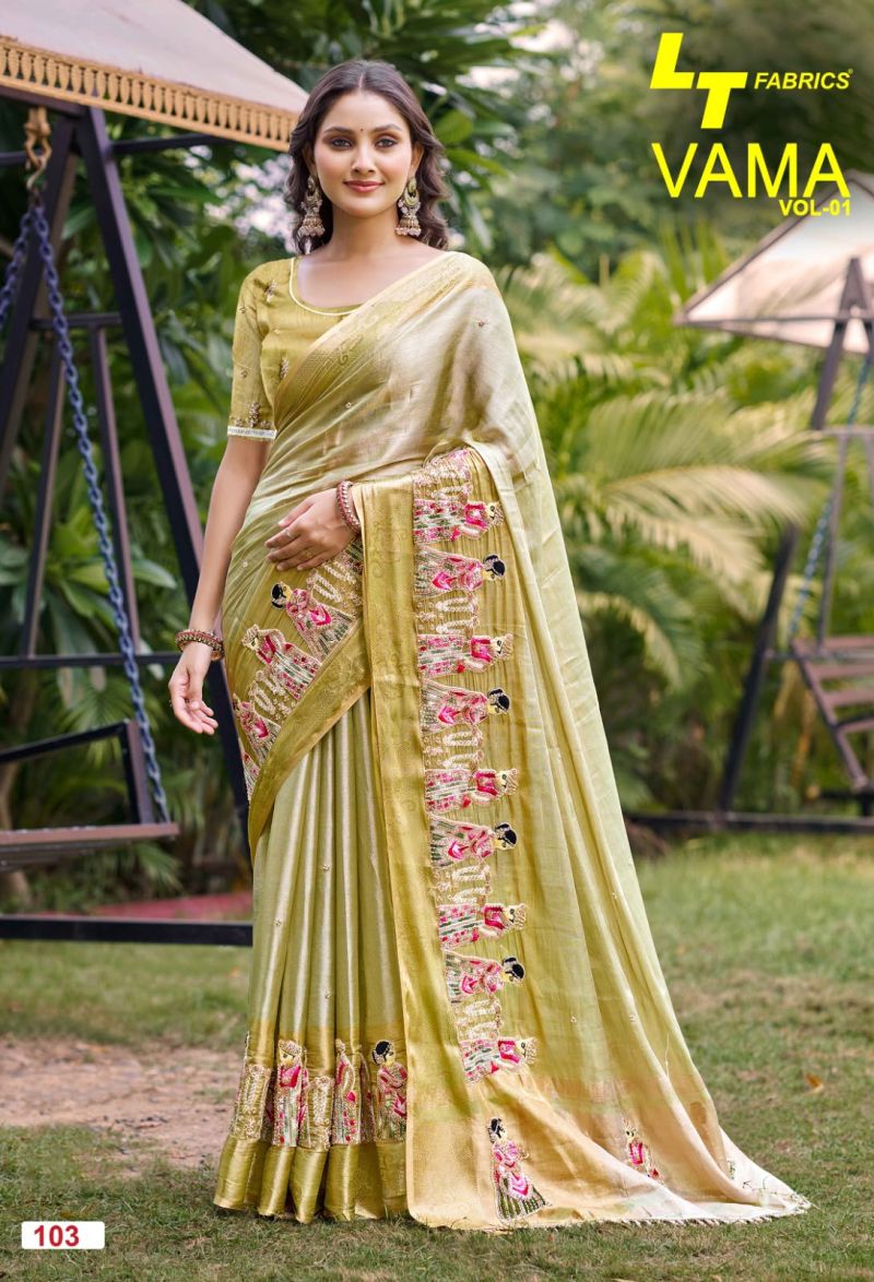 Lt Vama Vol 1 Wholesale Kora Silk Beads Work Saree Collection