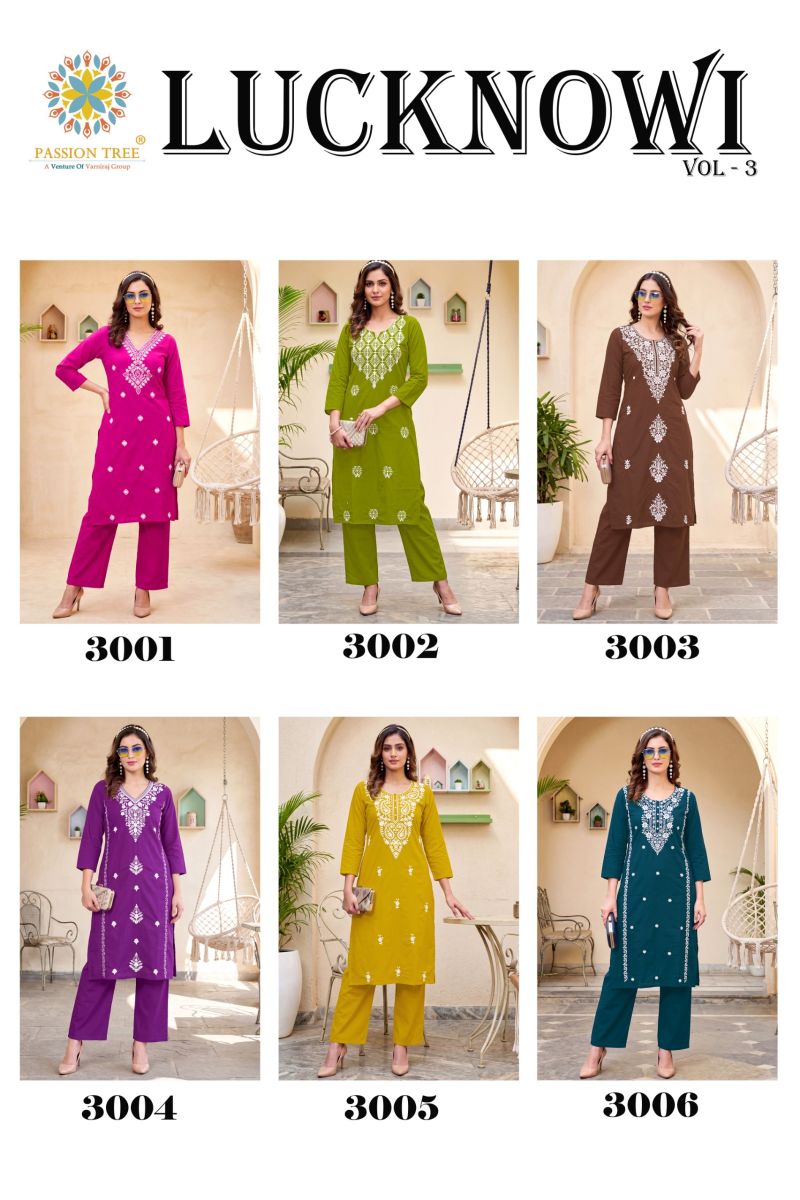 Lucknowi Vol 3 By Passion Tree Cotton Dhabu Embroidery Work Kurti And Plazzo Catalog — Wholesale Kurtis, Passion Tree wholesale from Surat — view 9