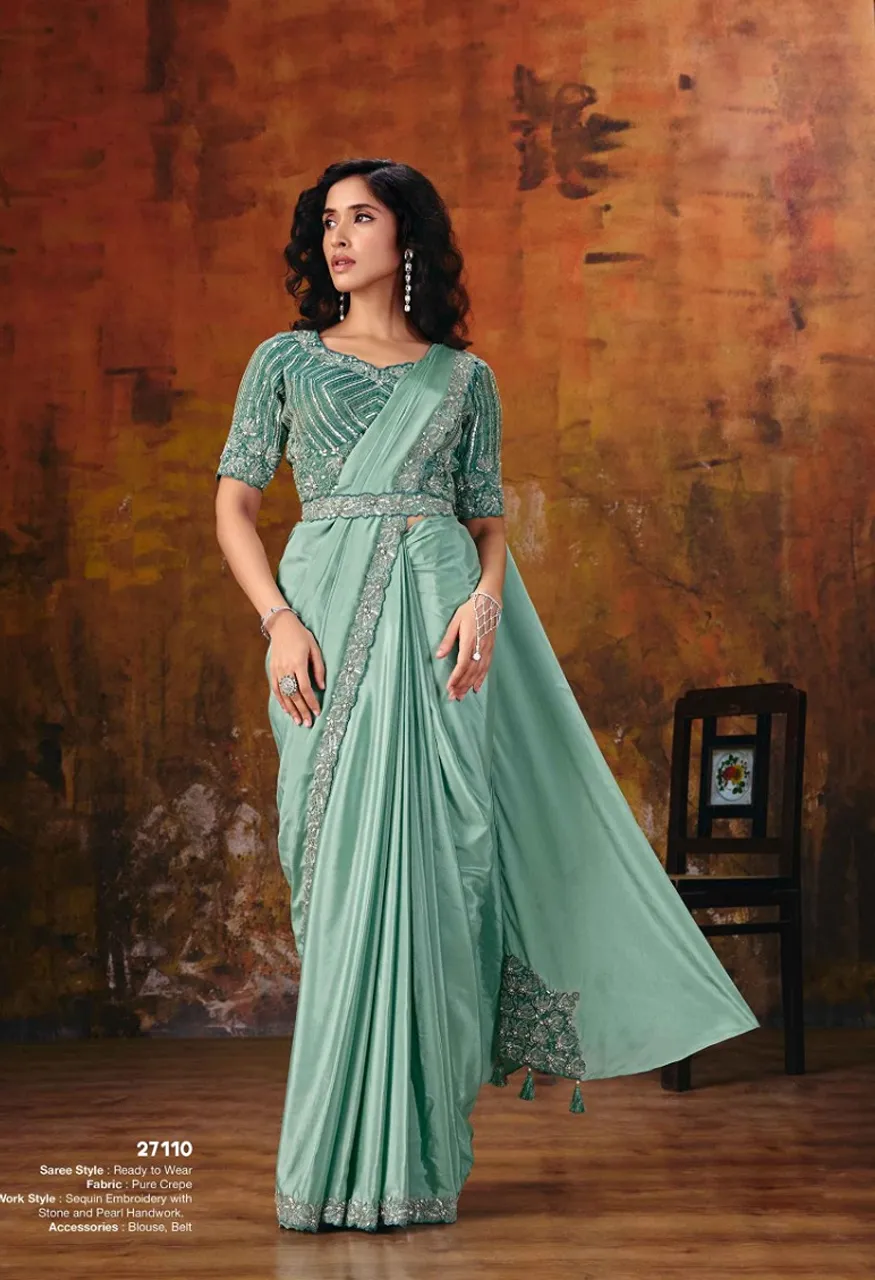 MOHMANTHAN 27100 GUL Mahotsav Ready to wear Designer Drape Saree Collection — Wholesale Sarees, Mahotsav wholesale from Surat — view 10