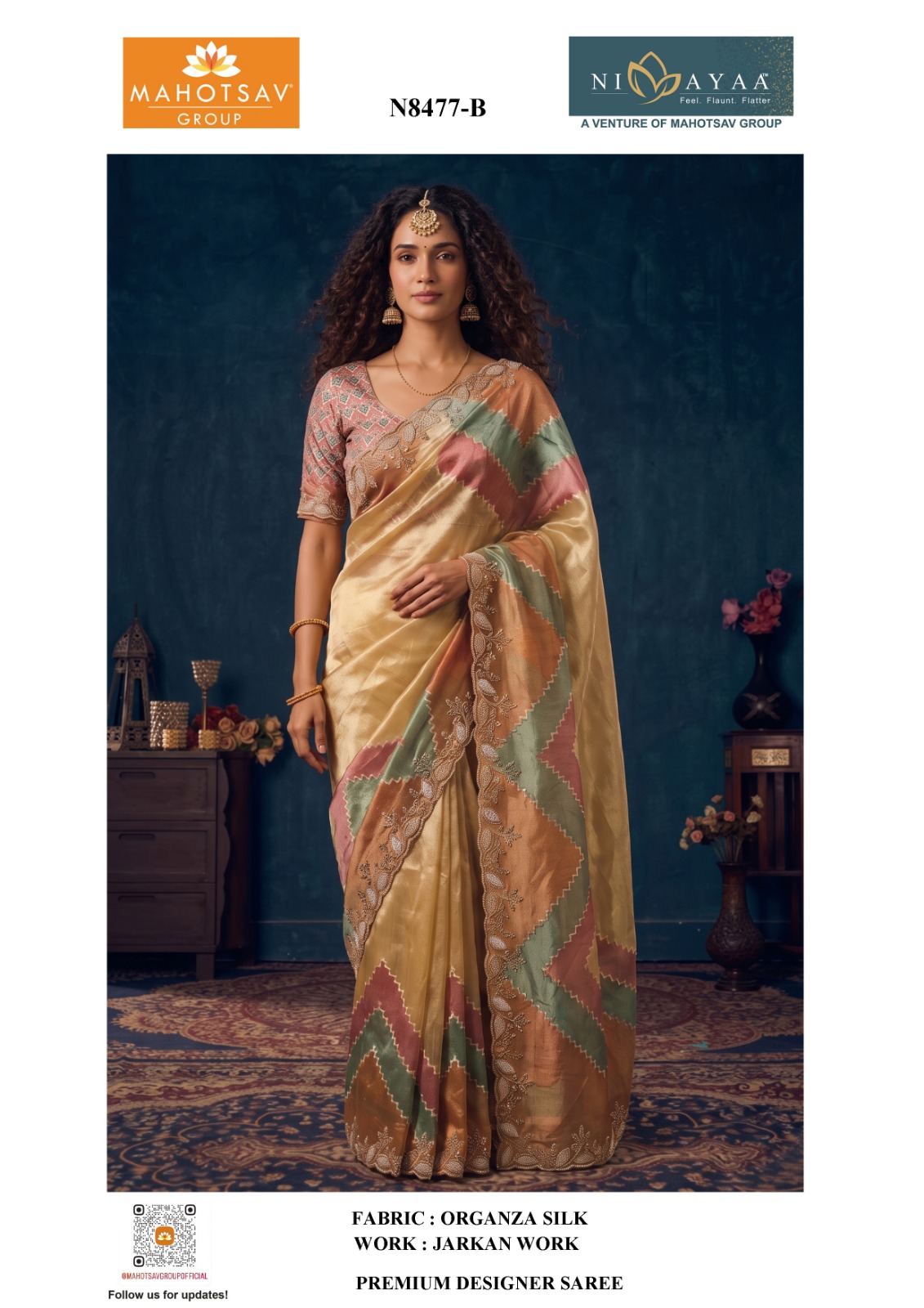 Mahotsav Nimaya Sanskriti Vol 01 Organza Silk Saree Collection — Wholesale Sarees, Mahotsav wholesale from Surat — view 3