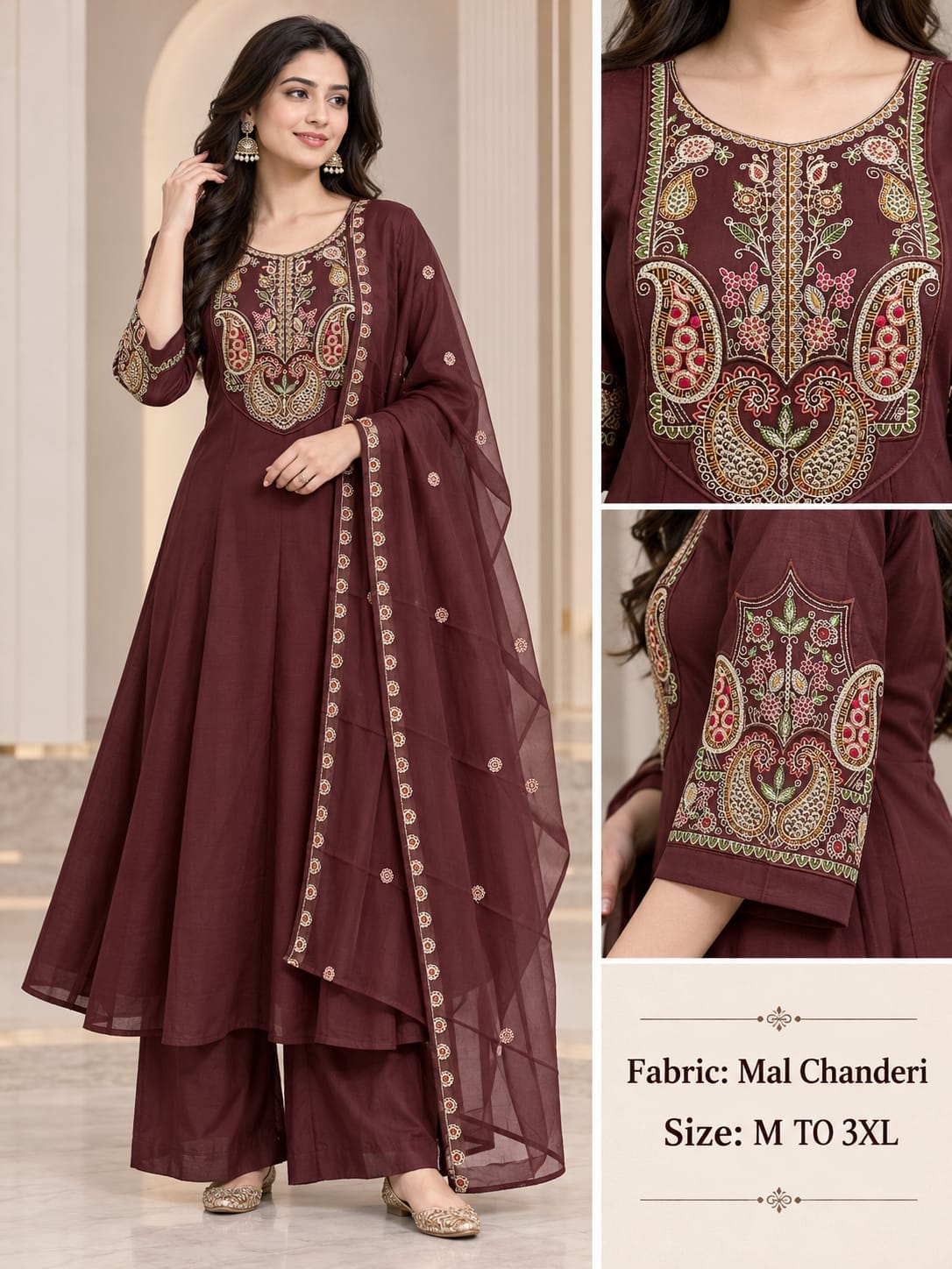Mul Chanderi 1 Wholesale Anarkali Kurti With Bottom Dupatta Catalog