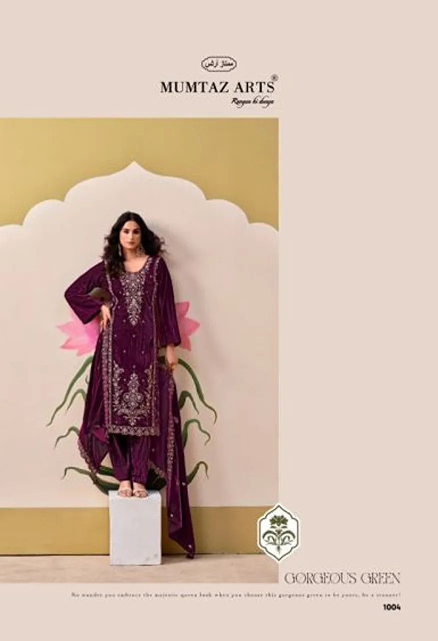 Mumtaz Arts Gulabi Sapne Crush Velvet Embroidered Designer Salwar Kameez Catalog — Wholesale Salwar Suits, Mumtaz Arts wholesale from Surat — view 2