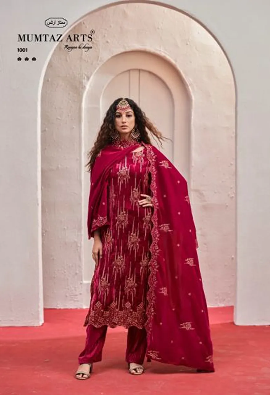 Mumtaz Arts Maahi Crush Velvet Embroidered Designer Salwar Kameez Catalog — Wholesale Salwar Suits, Mumtaz Arts wholesale from Surat — view 2