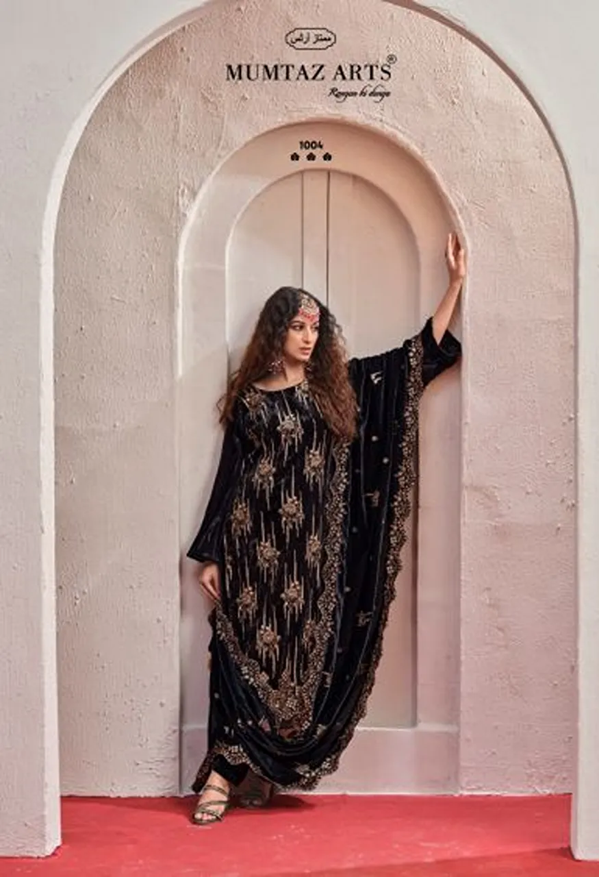 Mumtaz Arts Maahi Crush Velvet Embroidered Designer Salwar Kameez Catalog — Wholesale Salwar Suits, Mumtaz Arts wholesale from Surat — view 4