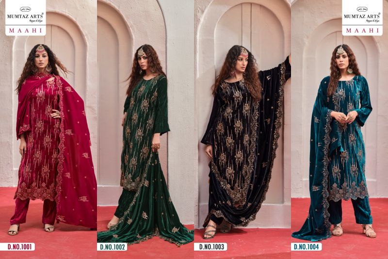 Mumtaz Arts Maahi Crush Velvet Embroidered Designer Salwar Kameez Catalog — Wholesale Salwar Suits, Mumtaz Arts wholesale from Surat — view 6