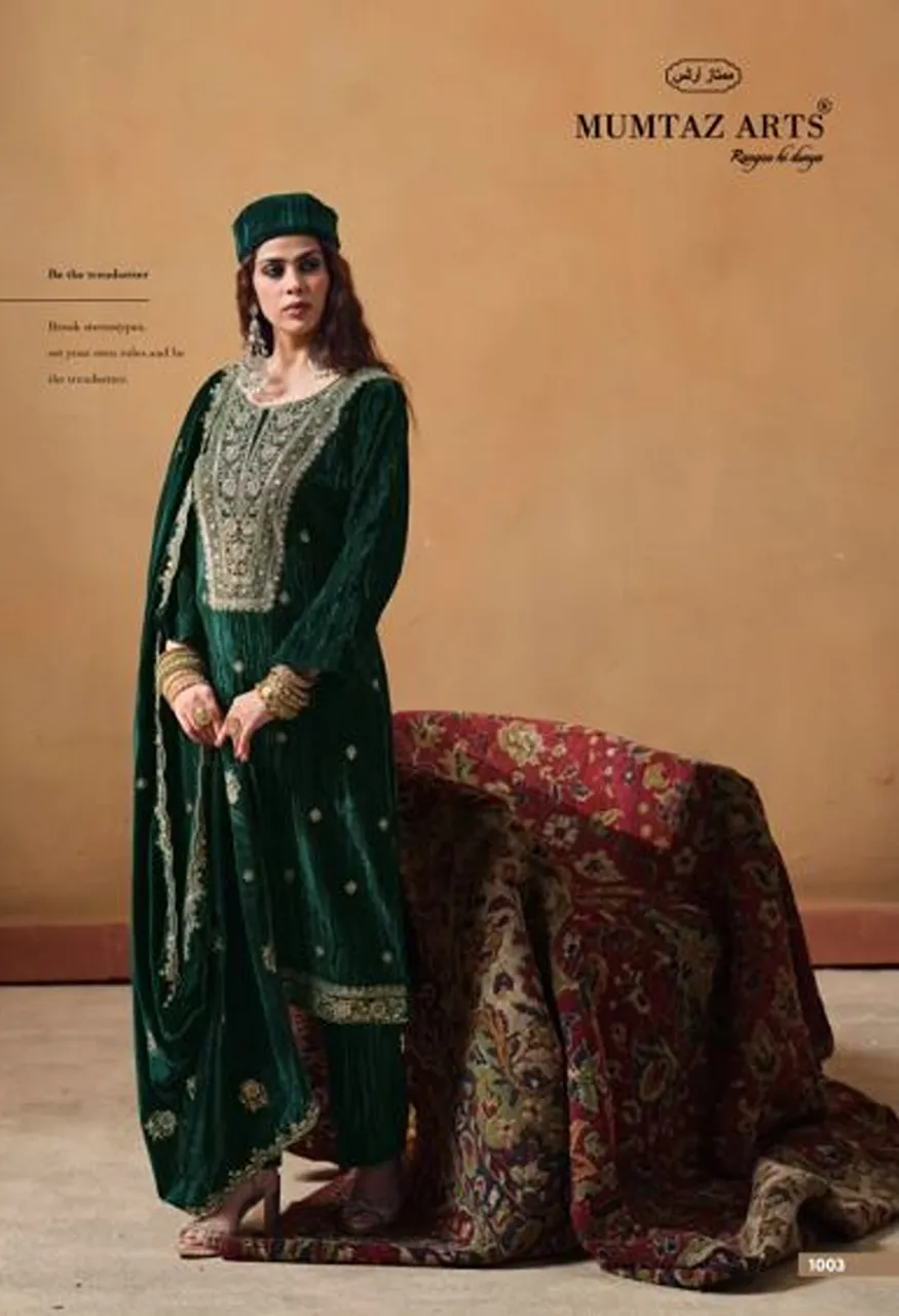Mumtaz Arts Maharani Crush Velvet Embroidered Designer Salwar Kameez Catalog — Wholesale Salwar Suits, Mumtaz Arts wholesale from Surat — view 2