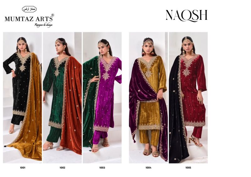 Mumtaz Arts Naqsh Crush Velvet Embroidered Designer Salwar Kameez Catalog — Wholesale Salwar Suits, Mumtaz Arts wholesale from Surat — view 8
