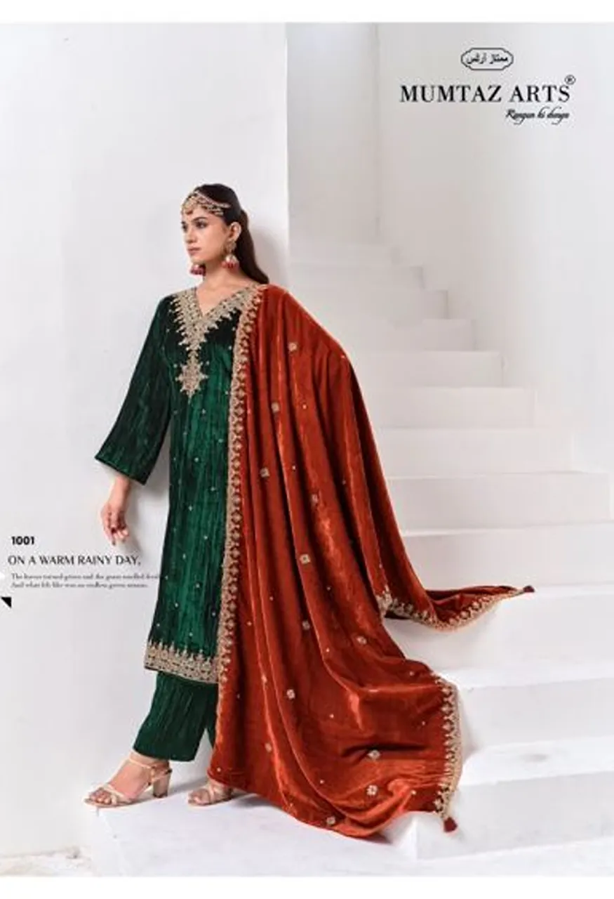 Mumtaz Arts Naqsh Crush Velvet Embroidered Designer Salwar Kameez Catalog — Wholesale Salwar Suits, Mumtaz Arts wholesale from Surat — view 6