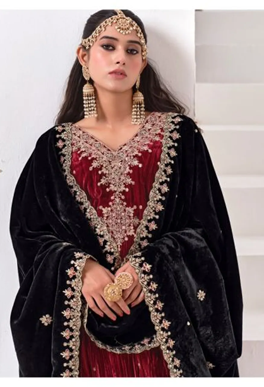 Mumtaz Arts Naqsh Crush Velvet Embroidered Designer Salwar Kameez Catalog