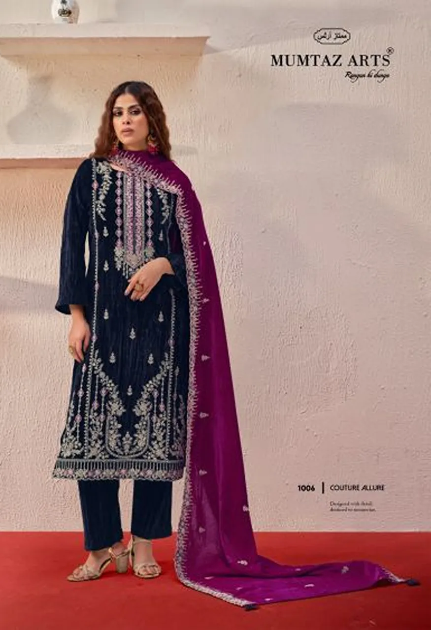 Mumtaz Arts Ranihaar Crush Velvet Embroidered Designer Salwar Kameez Collection — Wholesale Salwar Suits, Mumtaz Arts wholesale from Surat — Photo 3