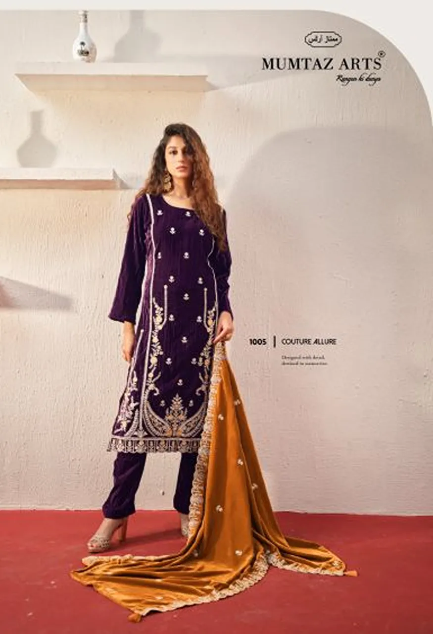 Mumtaz Arts Ranihaar Crush Velvet Embroidered Designer Salwar Kameez Collection — Wholesale Salwar Suits, Mumtaz Arts wholesale from Surat — Photo 6