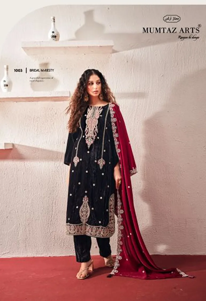 Mumtaz Arts Ranihaar Crush Velvet Embroidered Designer Salwar Kameez Collection — Wholesale Salwar Suits, Mumtaz Arts wholesale from Surat — Photo 5