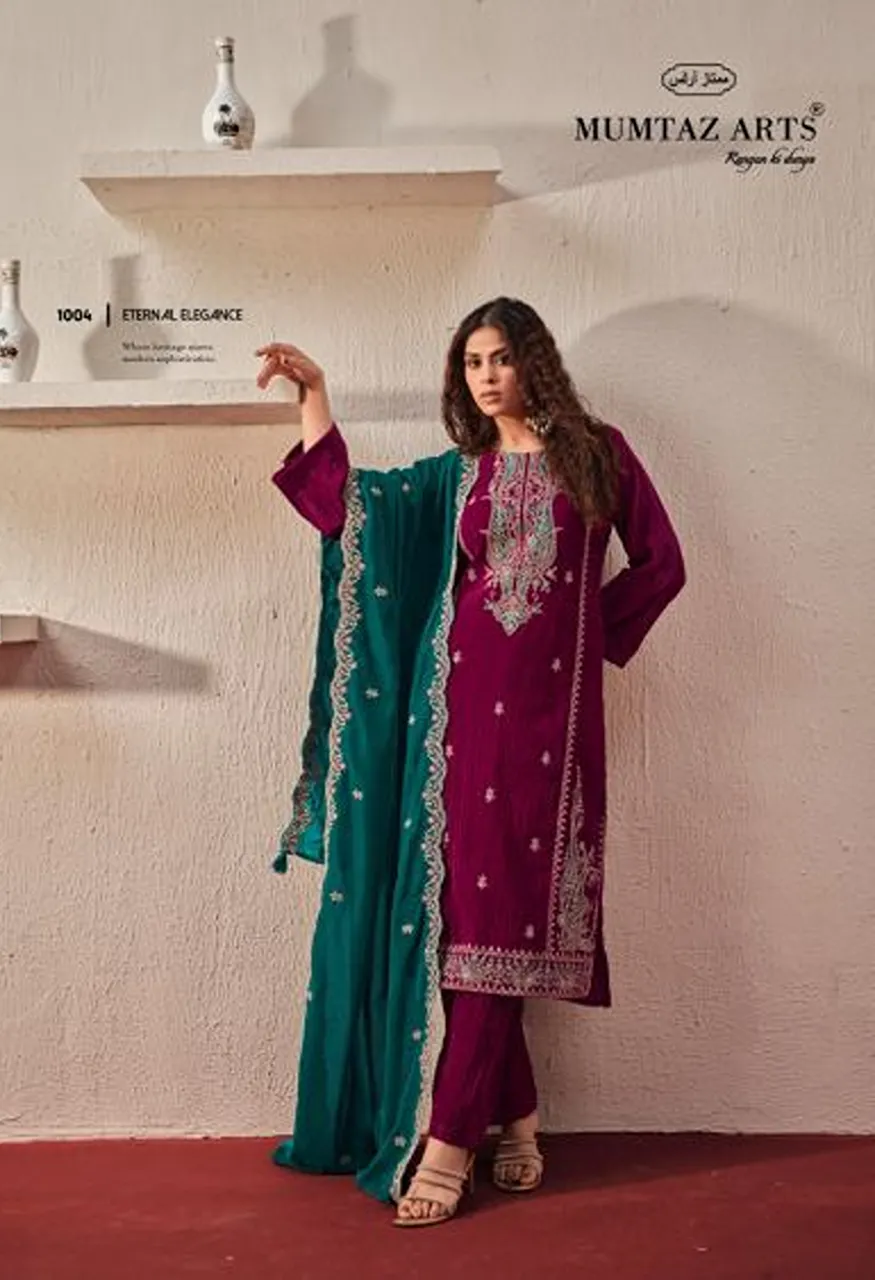 Mumtaz Arts Ranihaar Crush Velvet Embroidered Designer Salwar Kameez Collection — Wholesale Salwar Suits, Mumtaz Arts wholesale from Surat — Photo 4