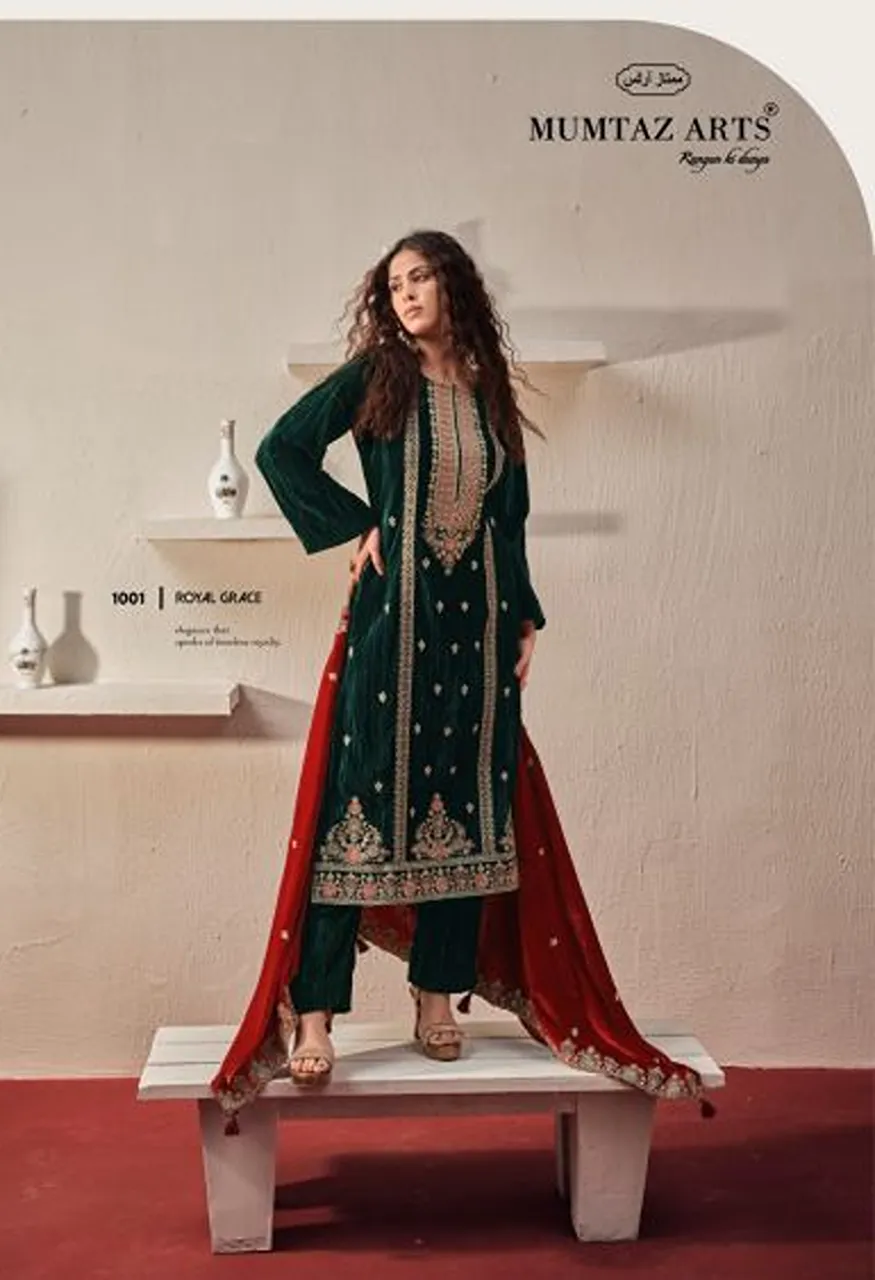 Mumtaz Arts Ranihaar Crush Velvet Embroidered Designer Salwar Kameez Collection — Wholesale Salwar Suits, Mumtaz Arts wholesale from Surat — Photo 2