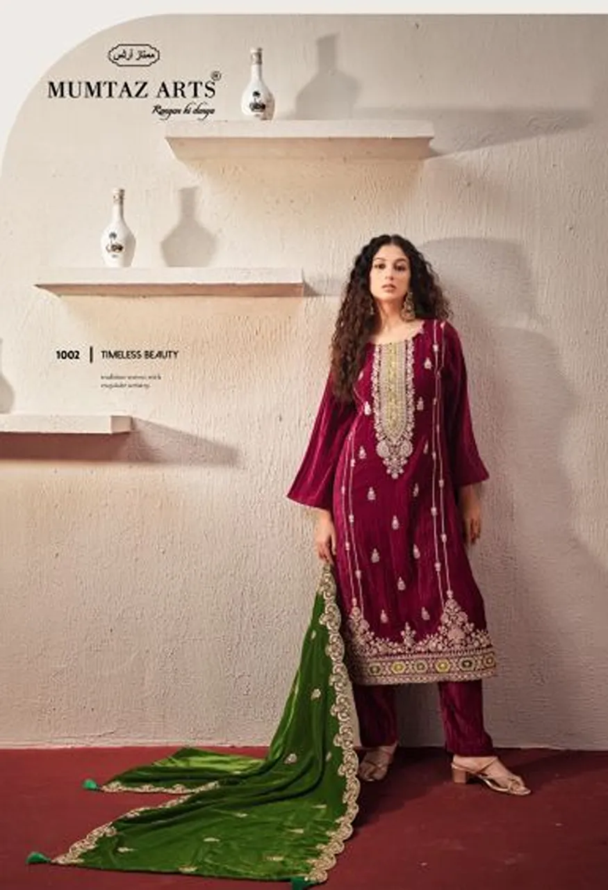 Mumtaz Arts Ranihaar Crush Velvet Embroidered Designer Salwar Kameez Collection — Wholesale Salwar Suits, Mumtaz Arts wholesale from Surat — Photo 7