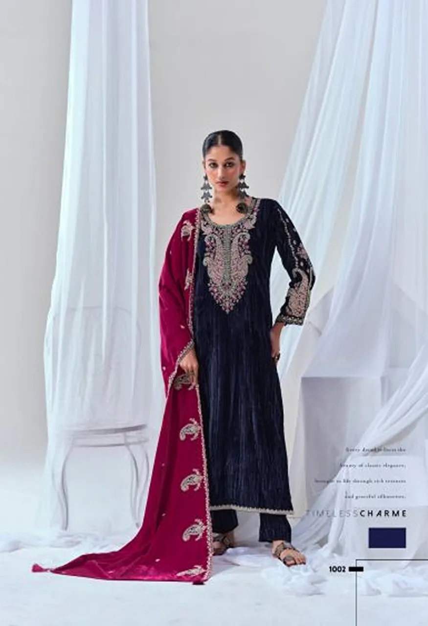 Mumtaz Arts Riwayat Crush Velvet Embroidered Designer Salwar Kameez Catalog — Wholesale Salwar Suits, Mumtaz Arts wholesale from Surat — Photo 5