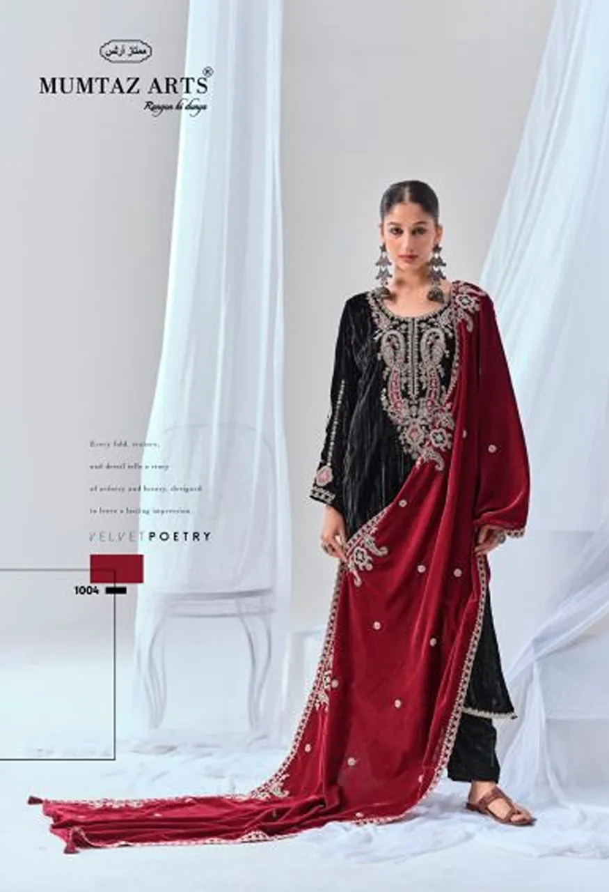Mumtaz Arts Riwayat Crush Velvet Embroidered Designer Salwar Kameez Catalog — Wholesale Salwar Suits, Mumtaz Arts wholesale from Surat — Photo 4