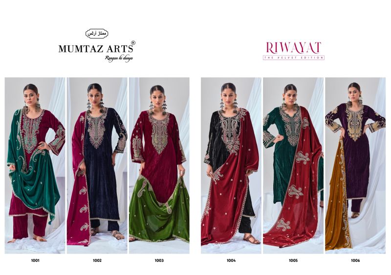 Mumtaz Arts Riwayat Crush Velvet Embroidered Designer Salwar Kameez Catalog — Wholesale Salwar Suits, Mumtaz Arts wholesale from Surat — Photo 7